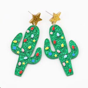 Cactus Christmas Stud Earrings NEW